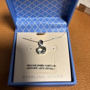 Green Amethyst pendant with sterling silver chain. Brand new in box.